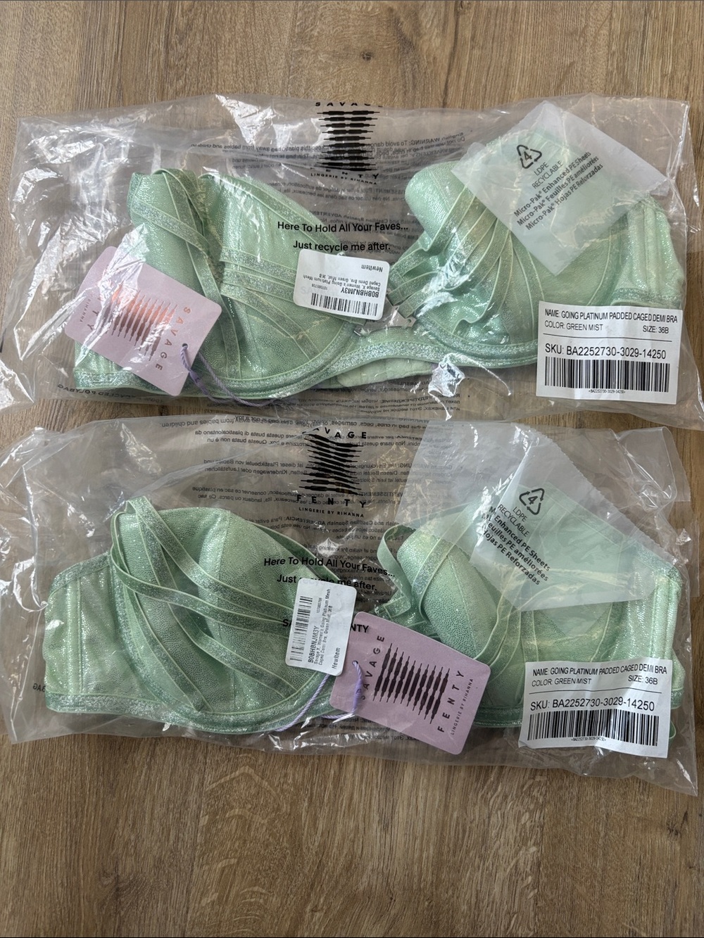 Savage X Fenty Going Platinum Padded Caged Demi Bra (2-Pack)